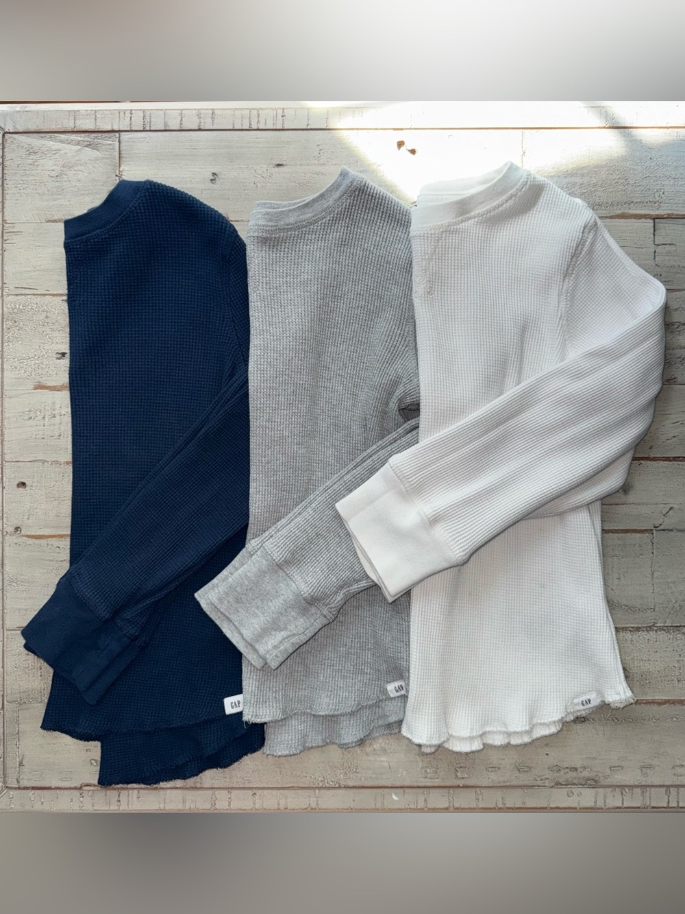 Gap Kids bundle of 3 long sleeve waffle shirts size small 5-6 years VGUC